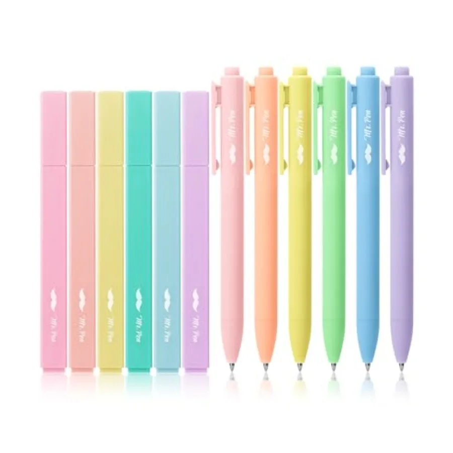 

- Aesthetic Highlighters and Gel Pens, 12 Pack, Pastel Colors Bible Highlighters No Bleed, Fine Point 0.7mm Gel Pens, Fast Dry