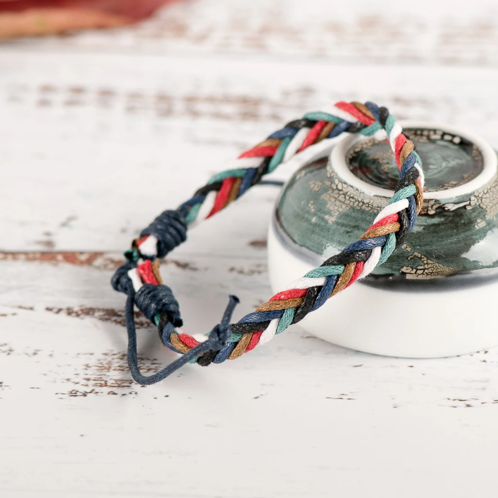 Lotto intrecciato regolabile fatto a mano dei braccialetti tessuti filo braccialetto intrecciato corda macramè per le donne # KY222 all'ingrosso