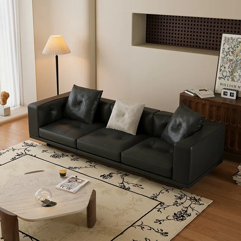 Sofa Italian minimalist leather large apartment living room high-end straight corner princess sofa