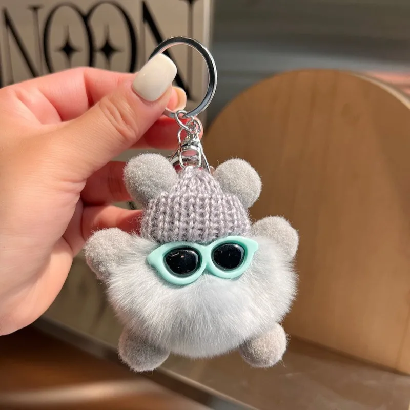 

Cute Rabbit Hair Car Keychain Pendant Cartoon Plush Ball Doll Bag Pendant Keychain