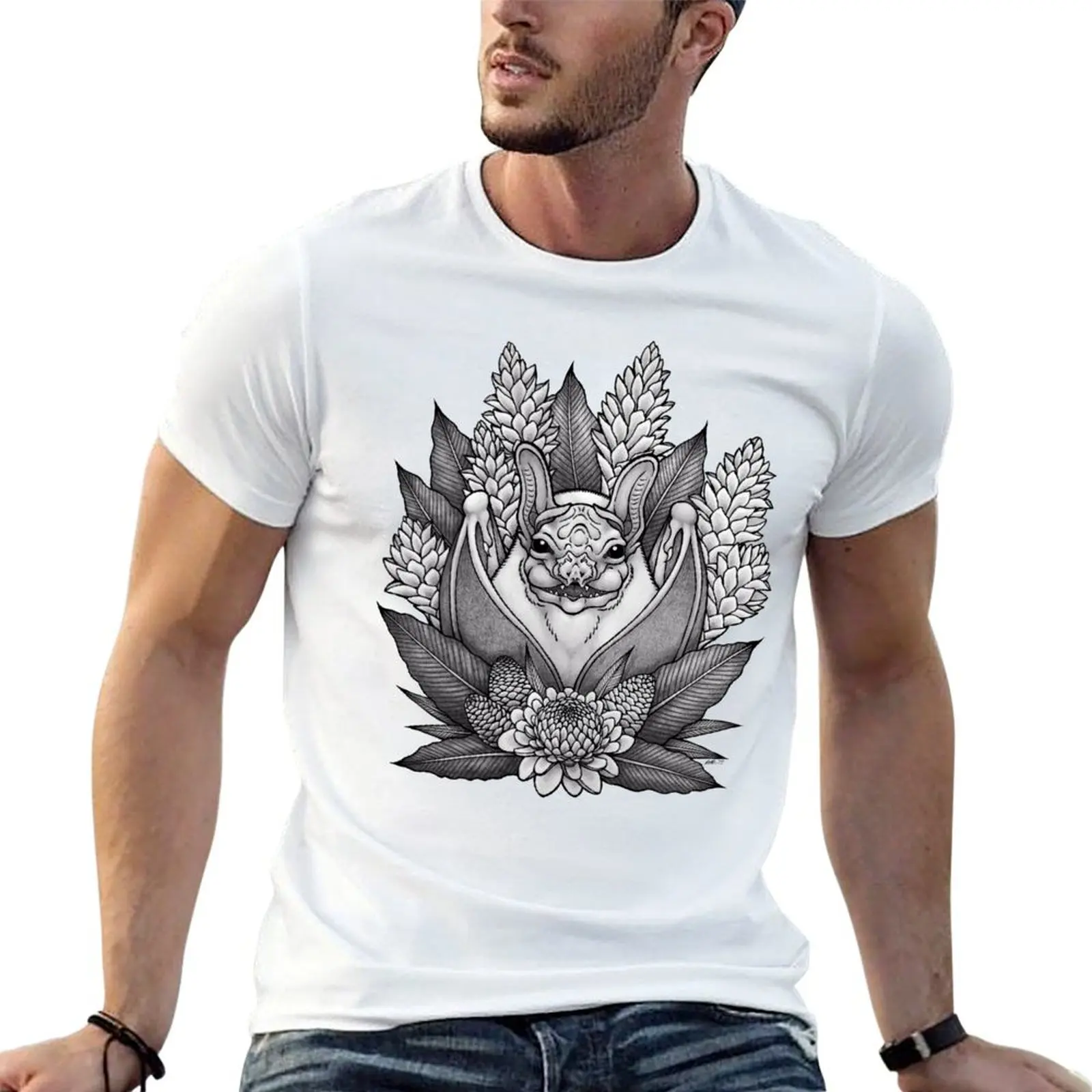 Wrinkle-Faced Bat & Ginger T-Shirt Funny t-shirt Short sleeve tee men t shirt