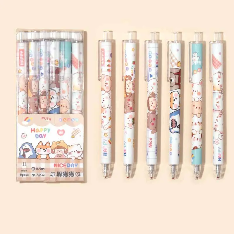60pcs/lot Kawaii Animal Press Gel Pen Cute 0.5mm Black Ink Signature Pens Promotional Gift Office School Supplies