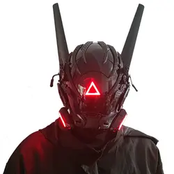 JAUPTO Punk Mask Cosplay for Men Women, Red Triangle Light Mask Cosplay Halloween Fit Party Music Festival Accessories