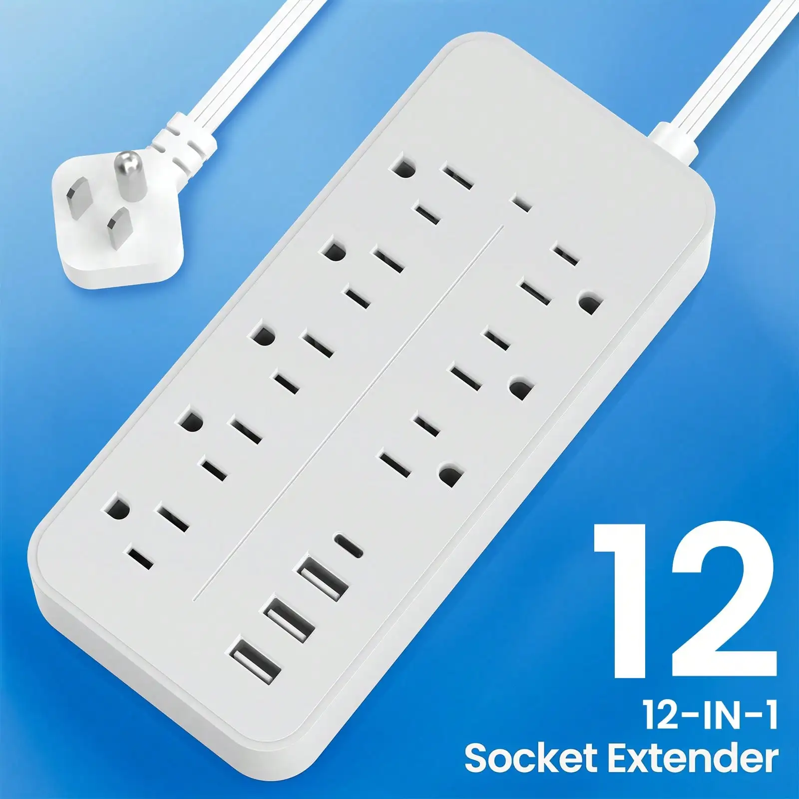 Surge Protector Power Strip - 8 Widely Outlets with 4 USB Ports (1 USB C), Outlet Extender with Flat Plug, Wall Mount