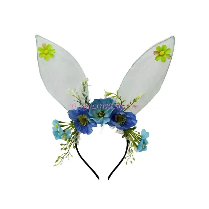 

N5KF Mesh Rabbit Ears Hairband Lightweight Design Headdress For Most Ages Activities