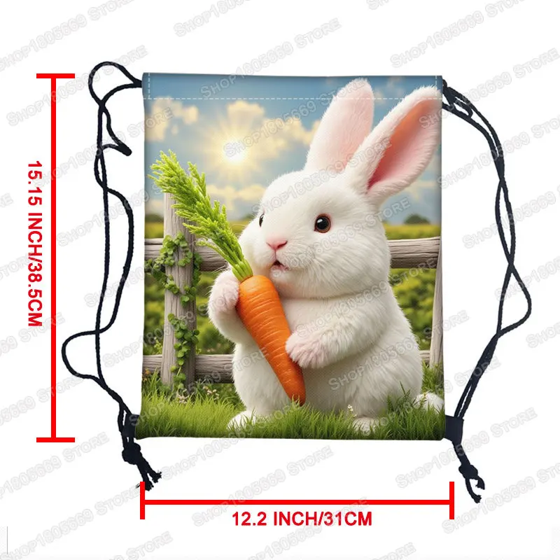 3D Embossed Animal Print Backpack Cute Cat Rabbit Koala Corgi Women Drawstring Bag Large Storage Bookbag Shoe Holder