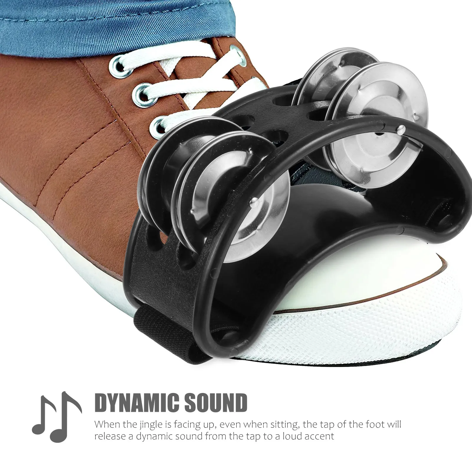 

2Pcs Foot Tambourine Premium Material Adjustable Strap for Toddlers Clear Jingle Sound Music Education Percussion Instrument