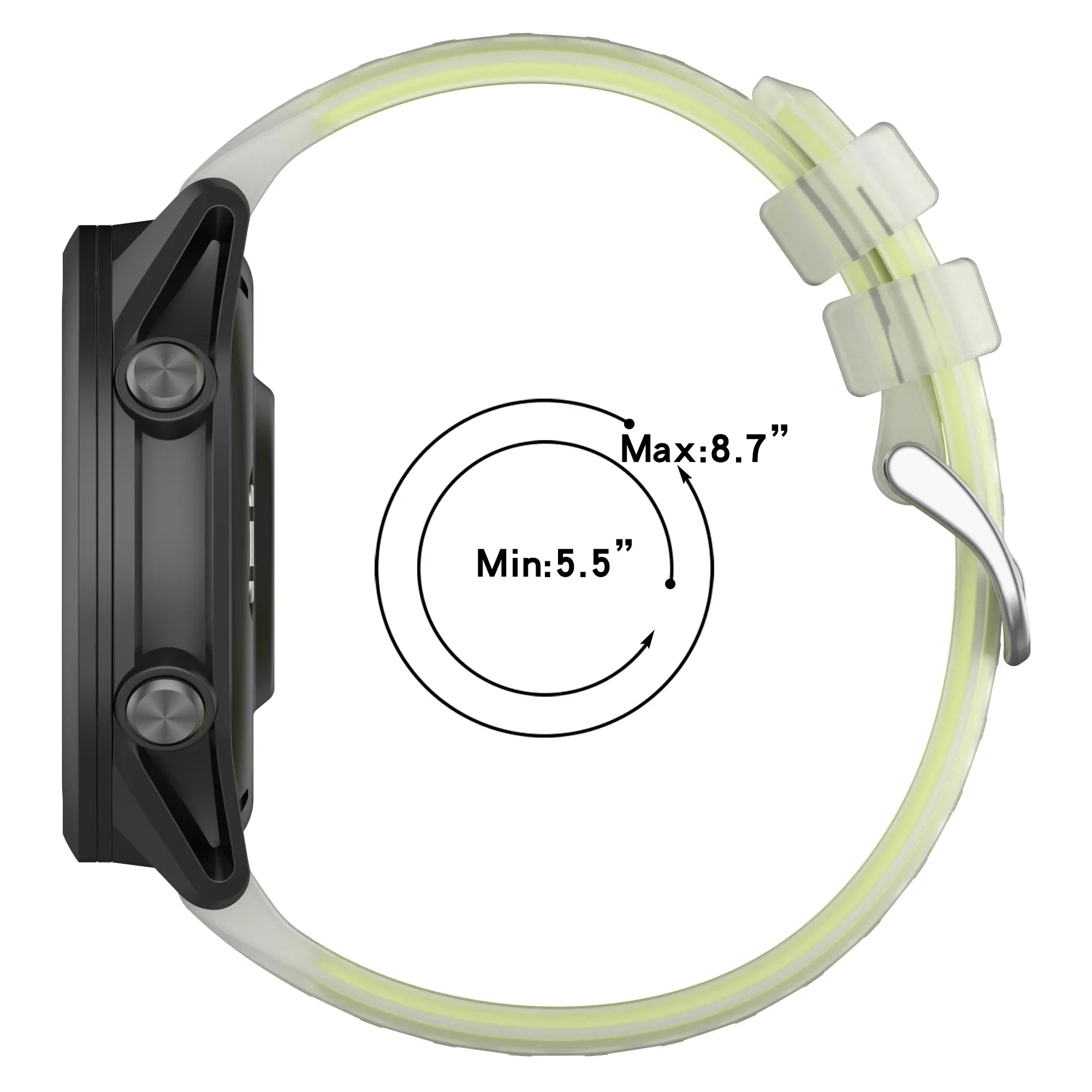 Cinturino in silicone per Garmin Forerunner 570 47mm 42mm cinturino trasparente per Garmin Vivoactive 5 6/Active 6 5/165 55 265 965 970