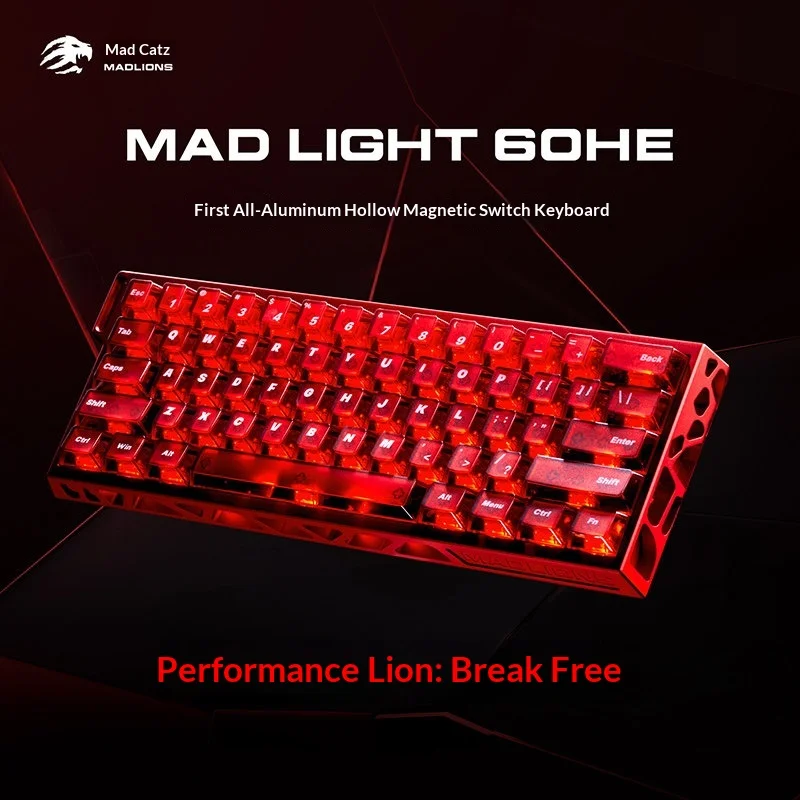 Madlions Mad Light 60 He Magnetic Axis Gaming Keyboard Hollow Out Full Aluminum Cnc Customized For Esports Professional Gamers