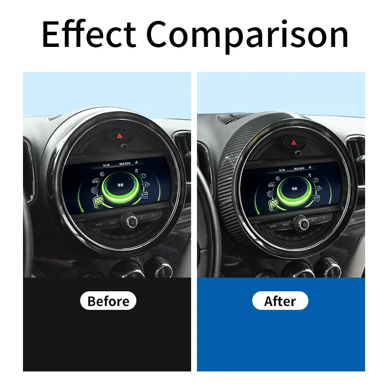 Car Styling Center Console Screen Decorative Frame Real Carbon Fiber Cover For Mini Cooper F60 Countryman Auto Accessories