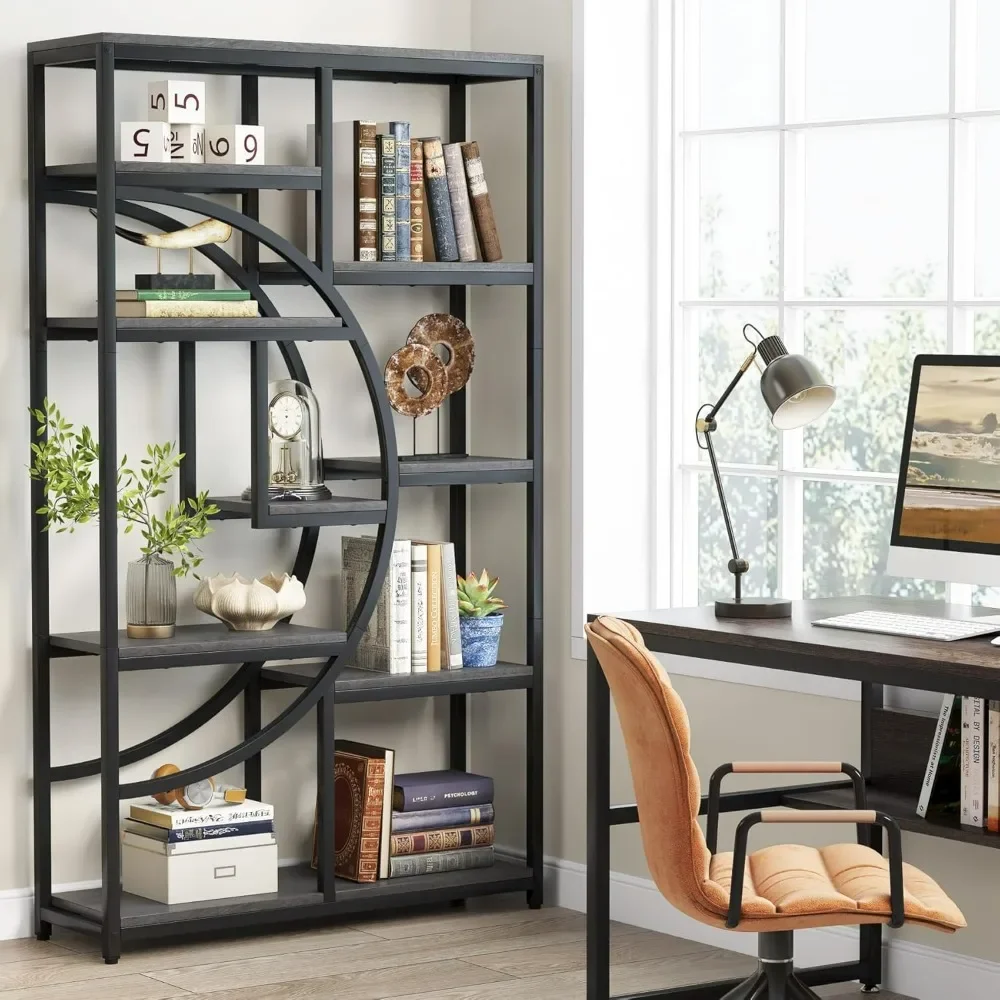 5 Tier Bookcase, Freestanding Ookshelves Display Shelf Storage Organizer with 9-Open Storage Shelf for Living Room, Bedroom