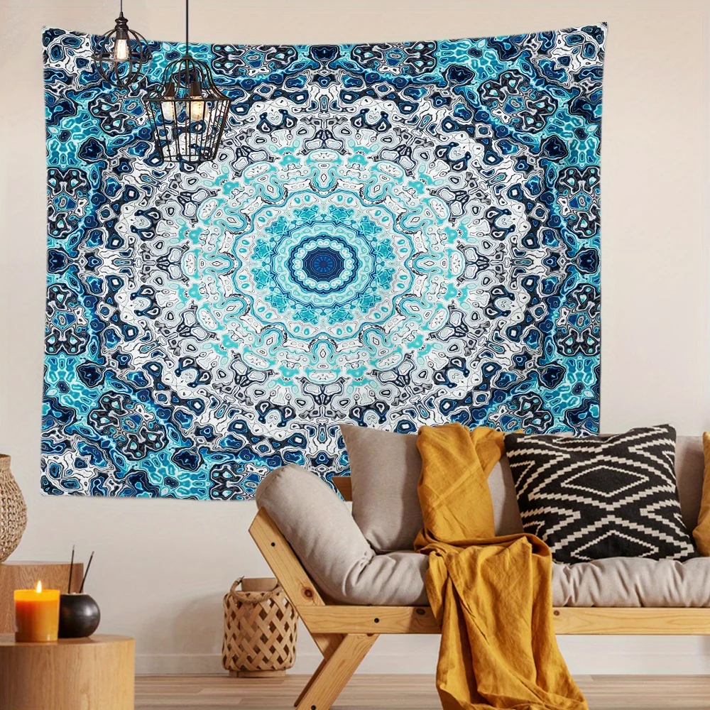 Mystical Blue Mandala Tapestry Background Cloth Hanging Cloth Bedroom Bedside Decorative Wall Cloth Rental Dormitory Tapestry