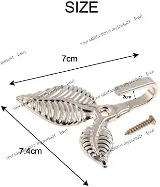 2 silver leaf curtain hooks, door wall cap hook bracket hook 4 colors with 2 screws multifunctional