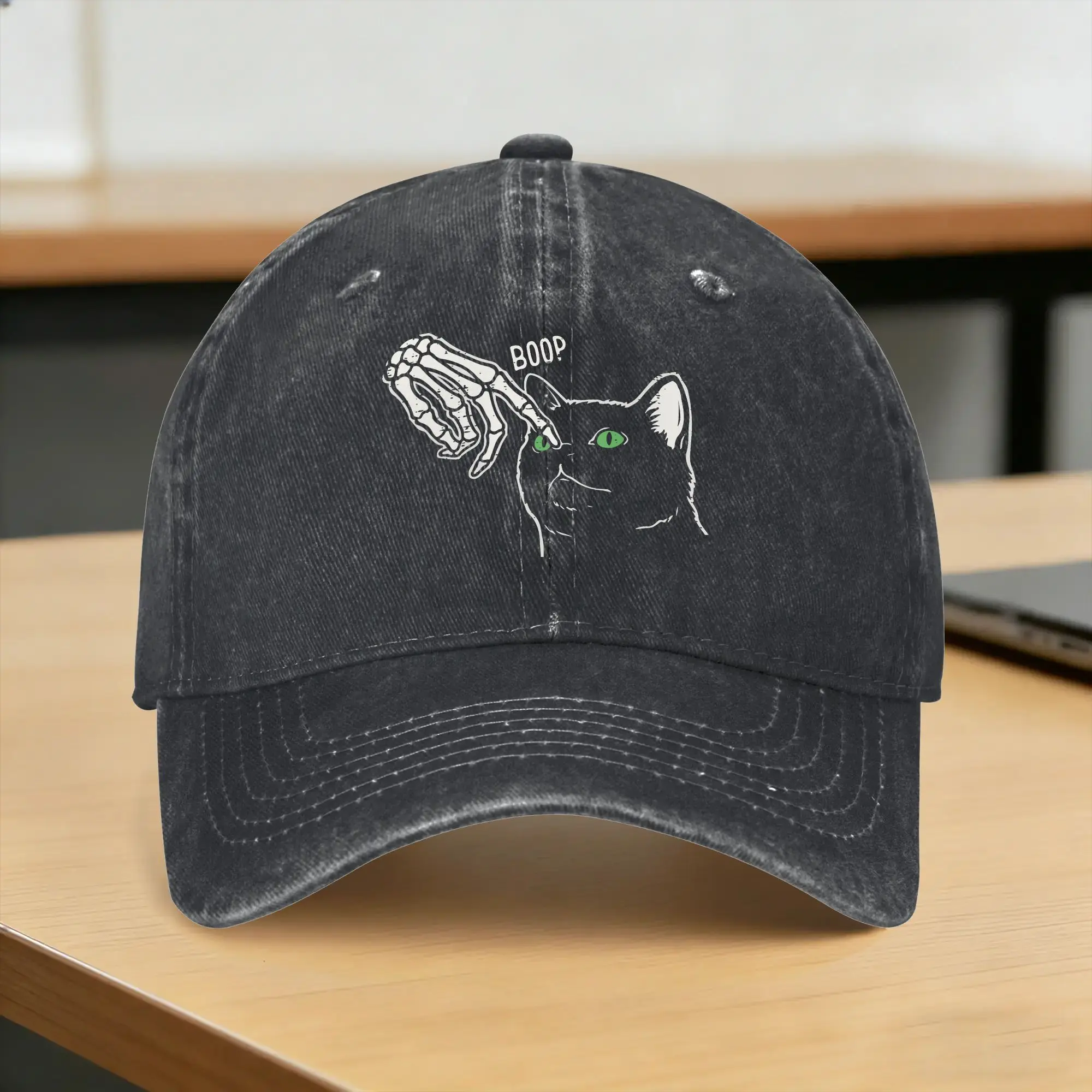 Halloween Skeleton Hand Cat Nose Boop Costume Washed Baseball Cap  y2k Cute Sun Trucker Hat Spring Unisex Men Kpop Baseball Caps