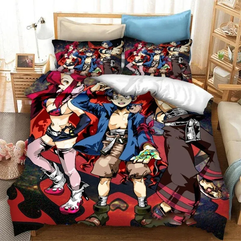 3D Printed Anime Tengen Toppa Gurren Lagann Duvet Cover Bedding Set Double Twin Full Queen King Adult Kid Bedclothes Quilt Cover