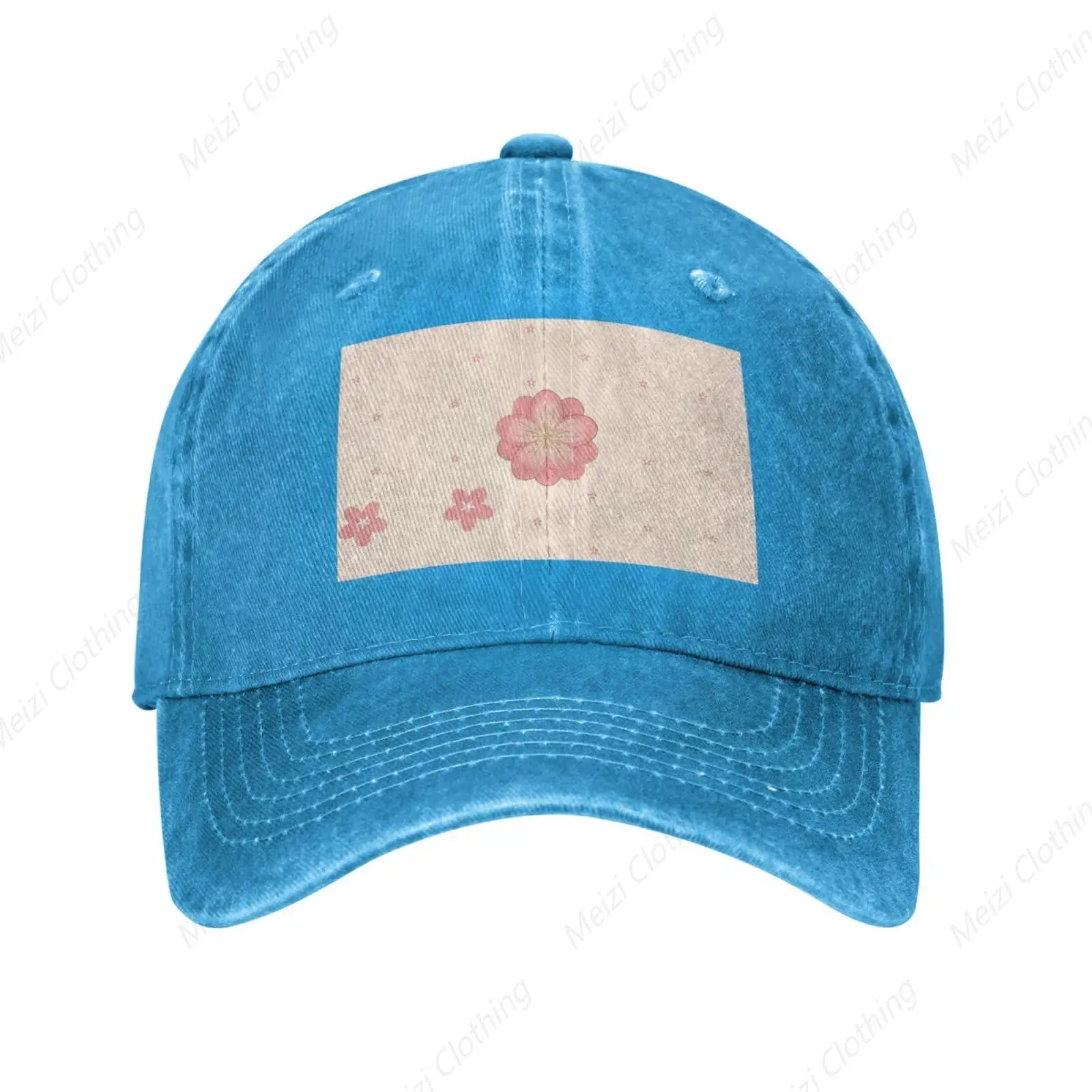 Sakura truck cap adjustable fashionable personalized denim men's and women's outdoor sports baseball cap