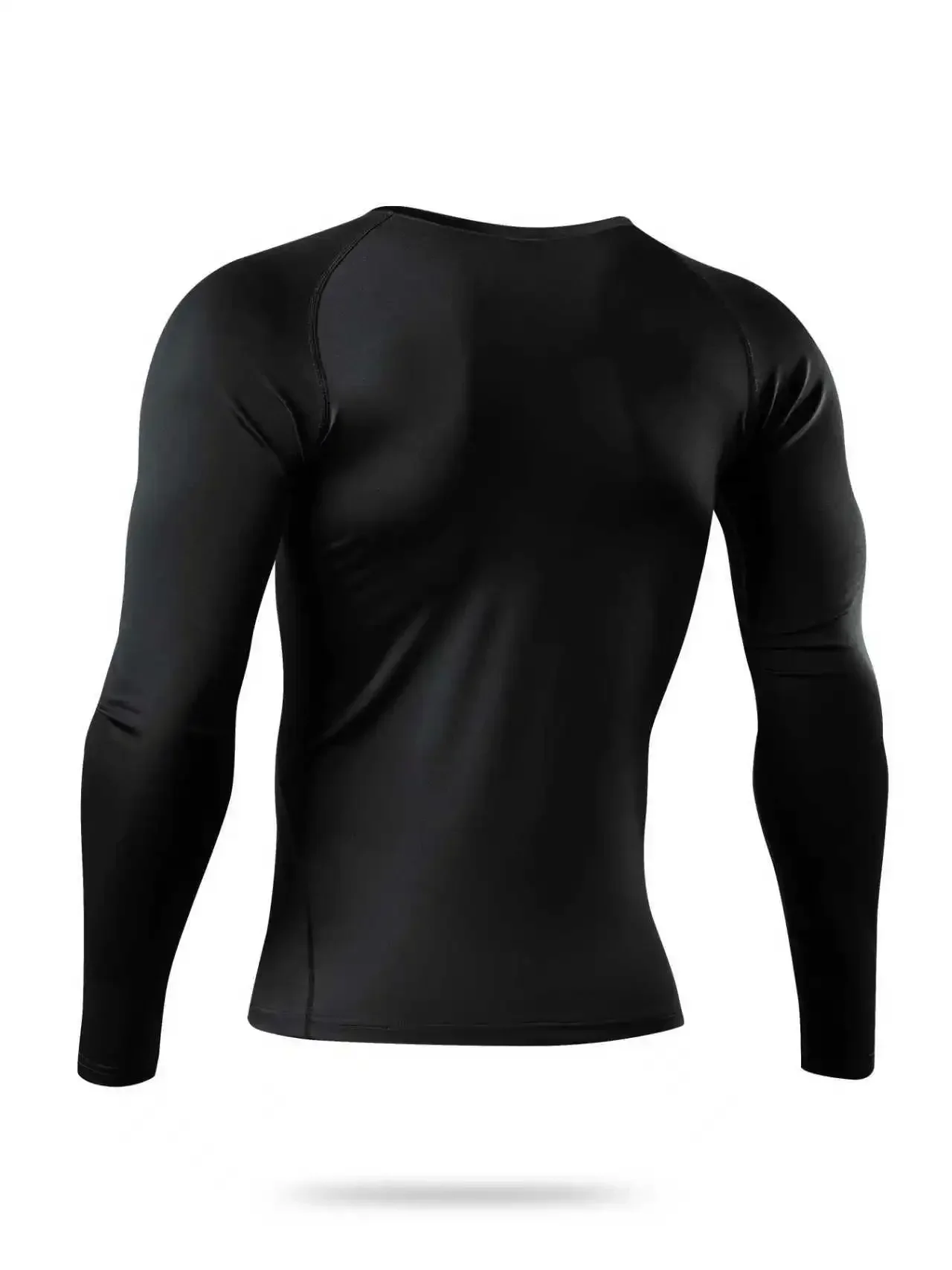 1pc Boyfriend Style Men's Black Compression Long Sleeve T-Shirt, Elastic Thermal Underwear For Sports & Fitness