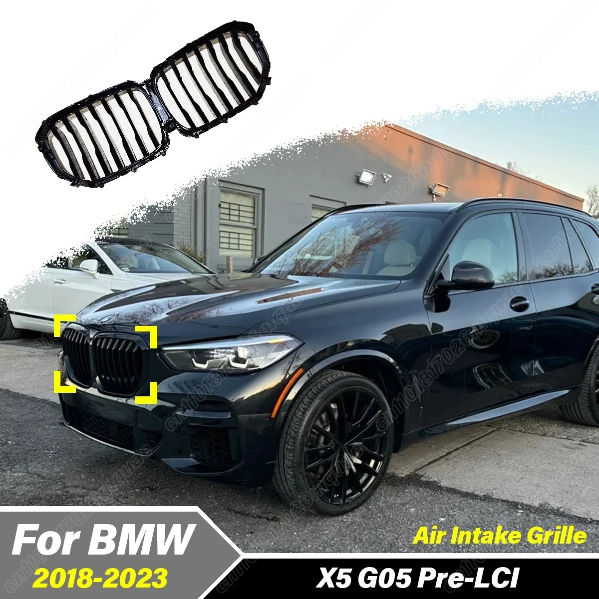 

For BMW X5 G05 Pre-LCI 2018 2019 2020 2021 2022 2023 Car Front Lip Air Intake Grille Front Body Heat Dissipation Decoration Kit