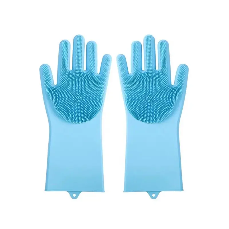 1 pair of silicone dishwashing gloves - waterproof kitchen cleaning magic gloves, multi-purpose housework insulation, alcohol-fr