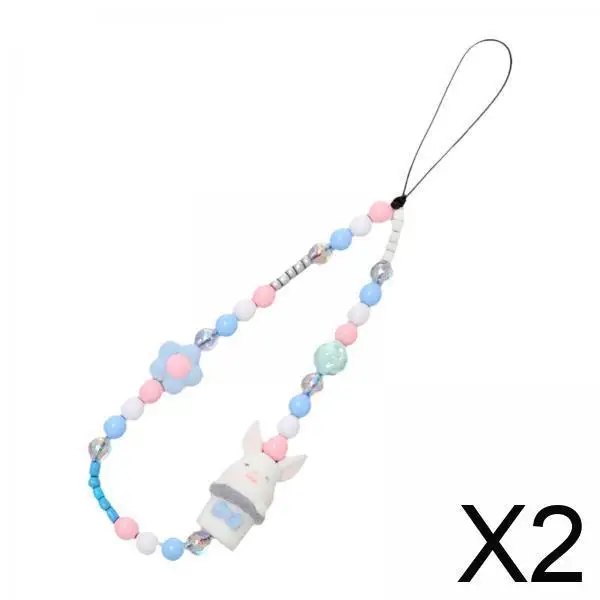 

Beaded Phone Strap Resin Bracelet Keychain Lanyard Phone Charm Mobile Accessory for Women Bag Decoration
