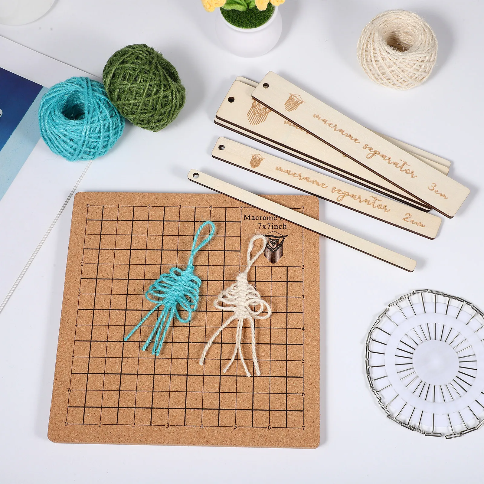 1Set Braiding Board Cork Macrame Soft Pad Easy Use DIY Knitting Hand Weaving Kit Knotting Board Accessories Macrame Supplies view 5