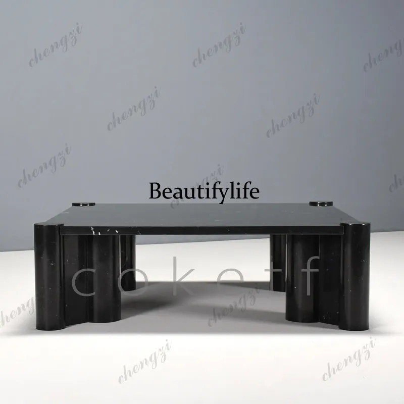 Simple natural medium white marble coffee table model room hotel villa living room coffee table