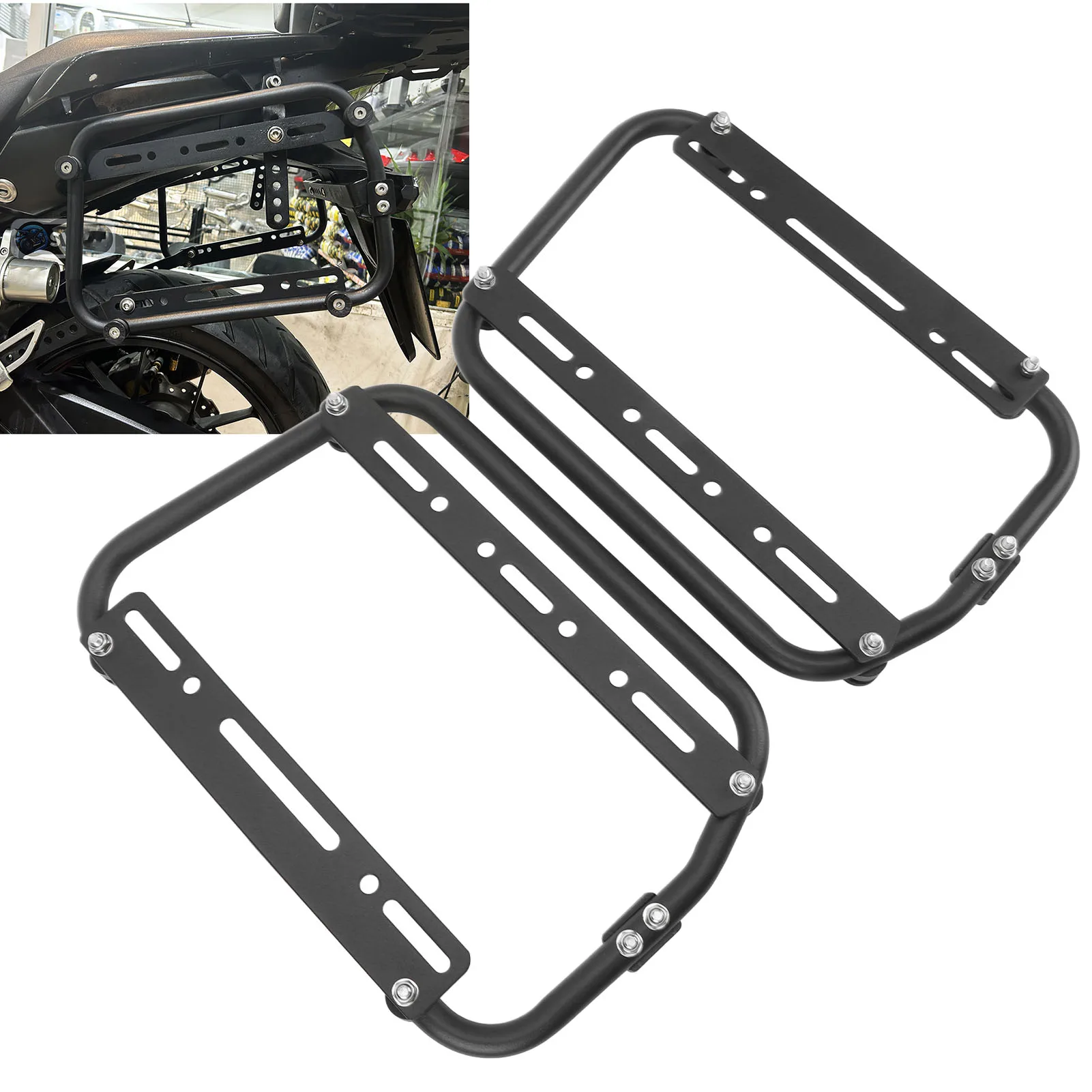 Motorcycle Side Support Racks Carbon Steel Saddlebag Bar Rack High Load Capacity Support Brackets Motorcycle Side Support Racks