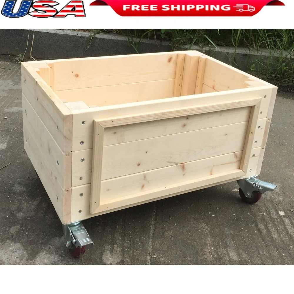 

Natural Wood Raised Garden Bed Planter Box with Wheels Outdoor Vegetable Flower Planter Durable Removable Square Design Easy