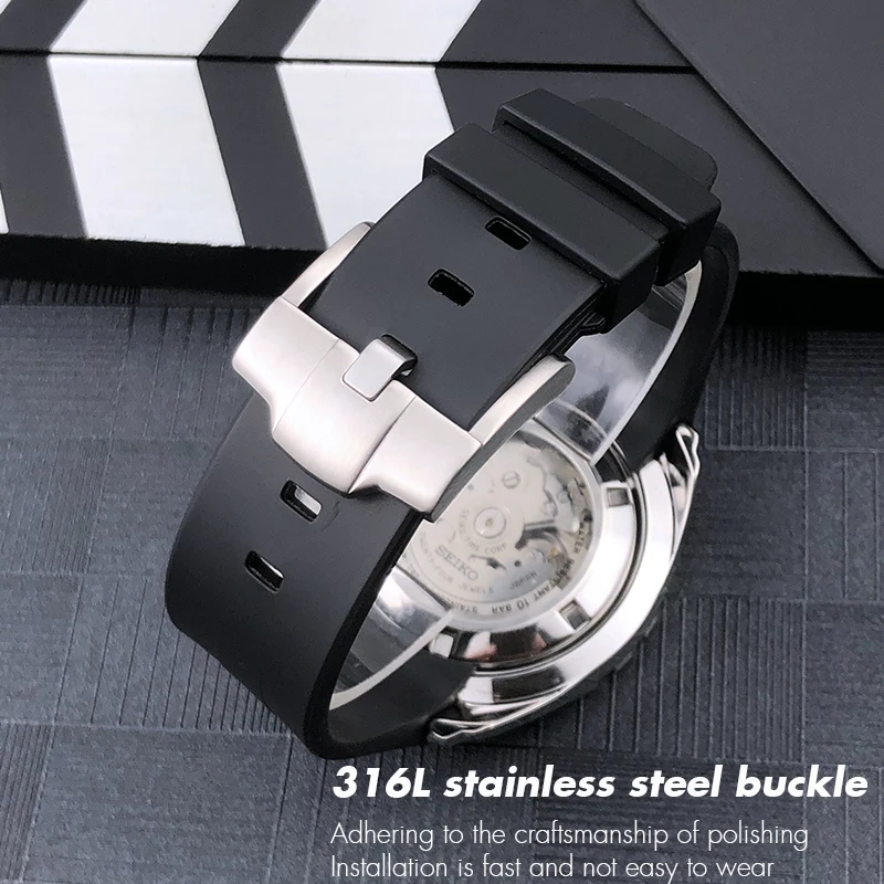 21mm 22mm 23mm 24mm New Rubber Watchband for SEIKO 5 Longines Hydroconquest Casio Omega Planet Ocean Silicone Watch Strap view 3
