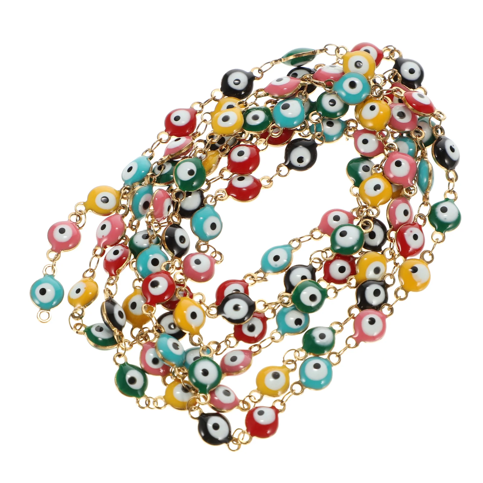 Evil Eye Bead Chain 1m Long with Connecting Holes Both Sides DIY Beads for Handmade Jewelry Evil Eye Link Chain
