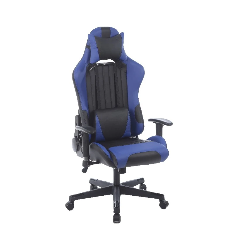 

Cost-effective stock game chair with low price, blue game chair with headrest and waist cushion