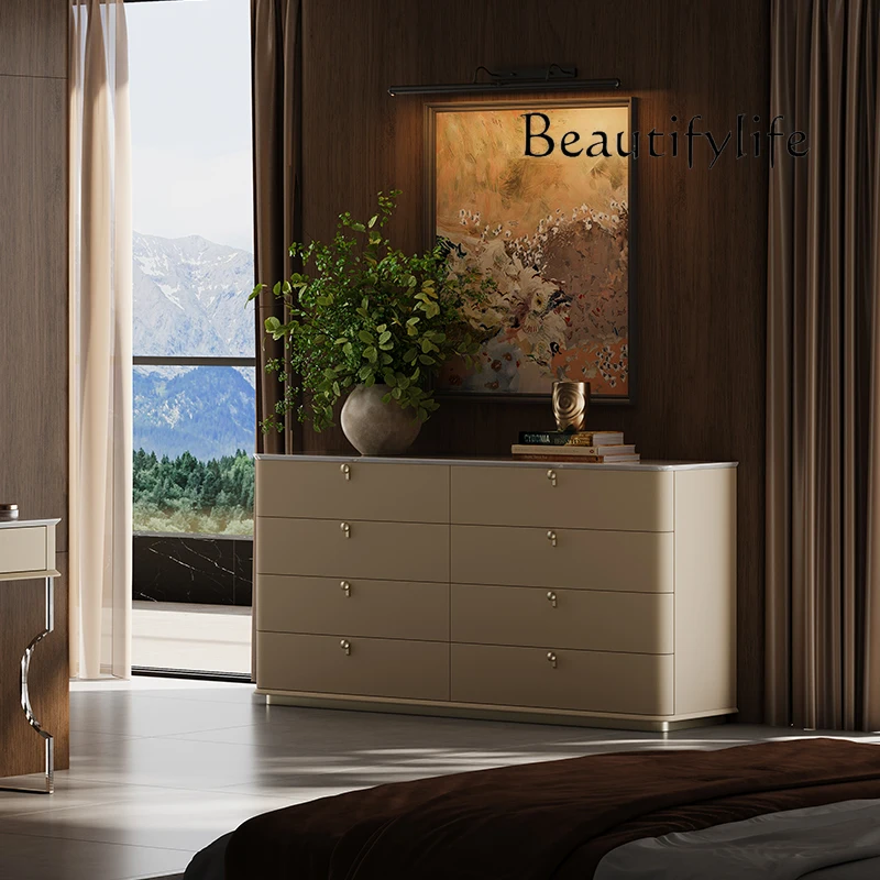 Light luxury living room natural marble chest cabinet, Italian storage cabinet, TV cabinet and locker integrated