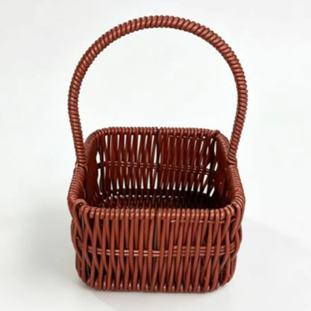 with Handle Imitation Rattan Handhold Handwoven 4 Styles Weaving Flower Basket Household Braid Storage Baskets