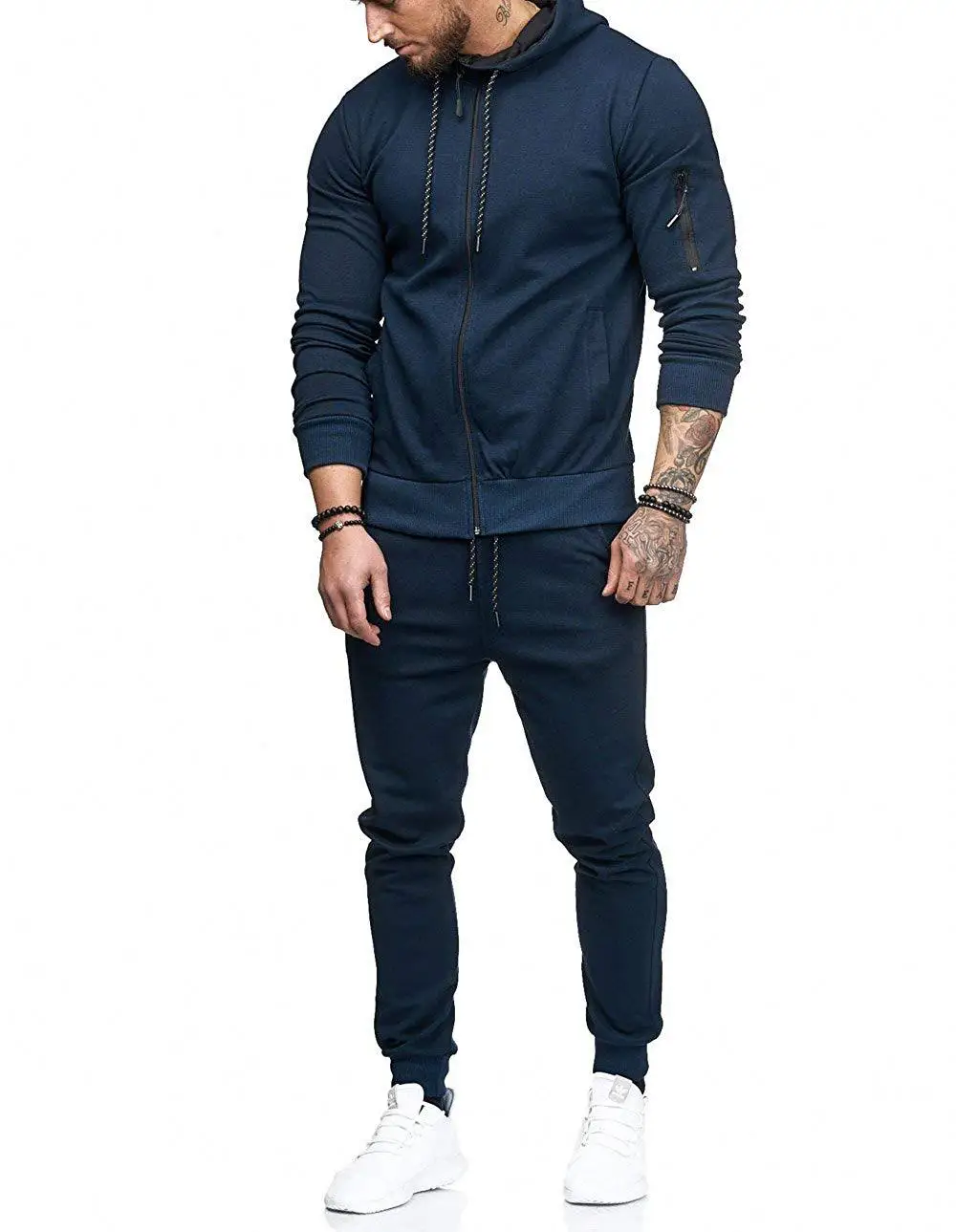 Sudadera con capucha deportiva para hombre, pantalones de chándal ajustados con cremallera, moda informal, otoño e invierno, novedad de 2022