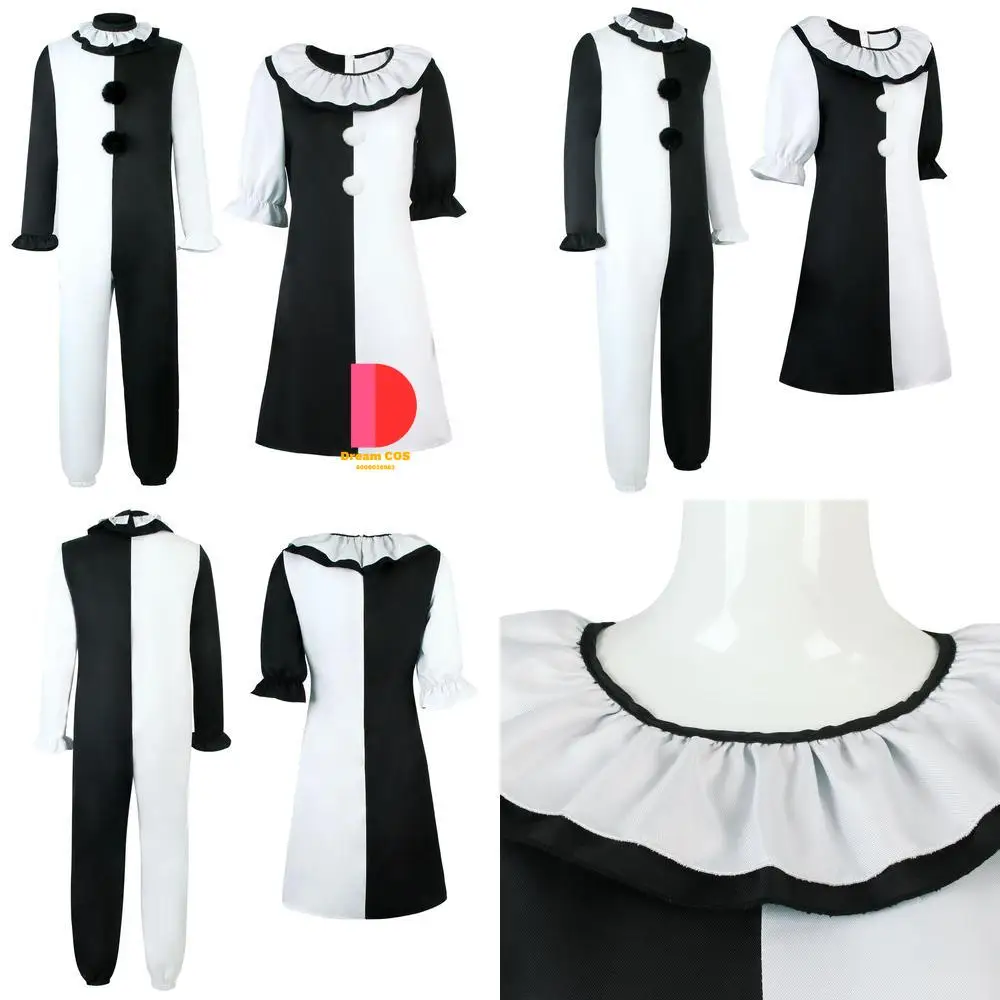

Popular Movie Character Cosplay Costume Anime Joker Black and White Jumpsuit Classic Role Play Men's Comic Convention Halloween