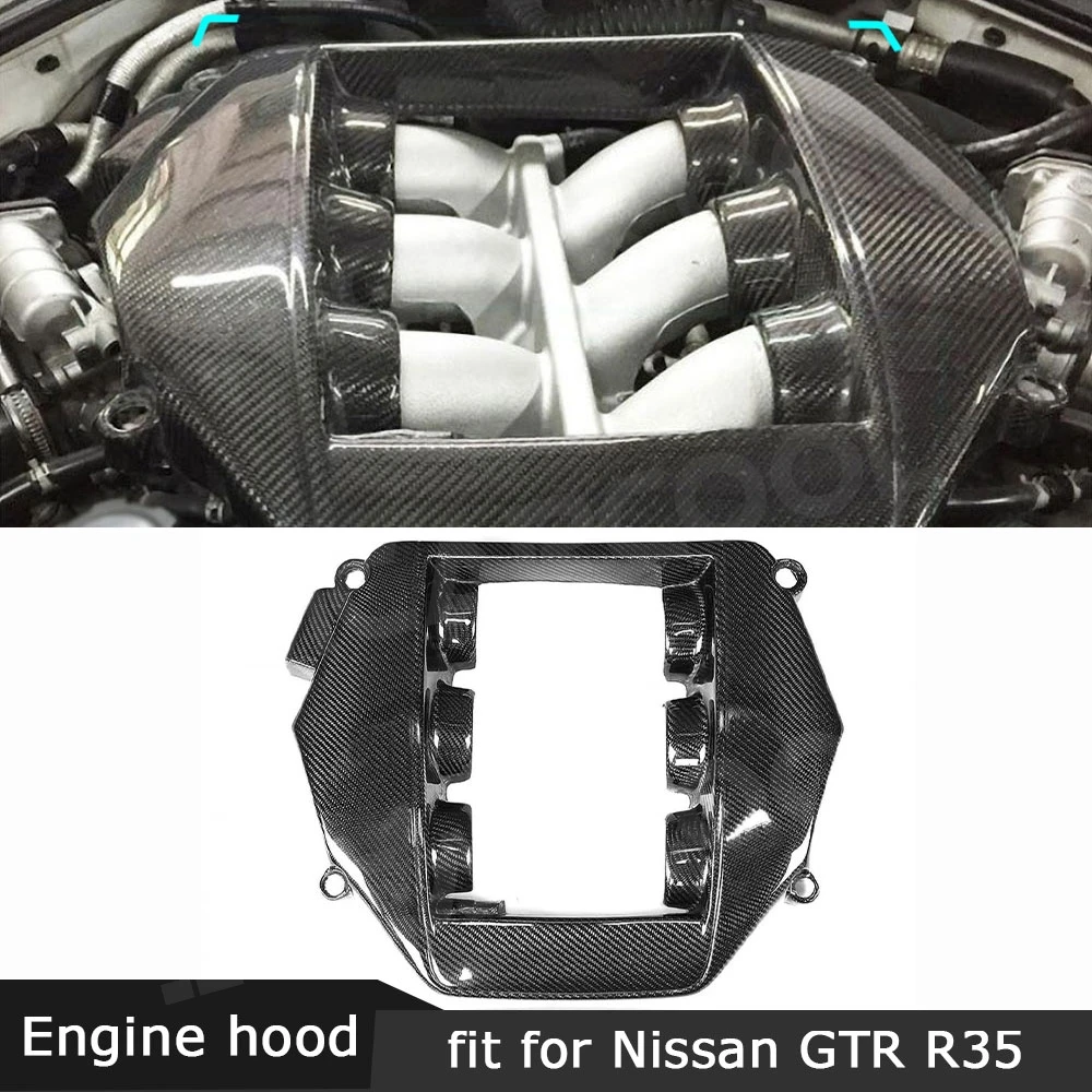 

JMCARCOOL For Nissan GTR R35 2009-2015 Engine Hood Cap Carbon Fiber Car Bonnet Cover Car Moulding Replacement Exterior Trims