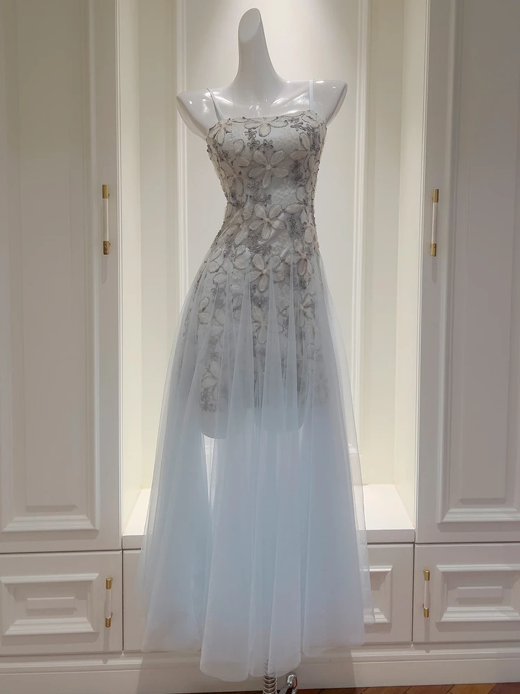 

Ele Lace Trim ter Ne Swee Платье Fairy Vaion Dr 3D Emed Band Stitch Юбка трапециевидной формы с высокой талией Midi Dr