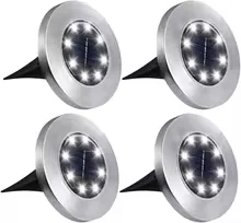 4 Pcs 8LED Solar Power Disk Light Outdoor Garden Solar Underground Light Deck Light Spotlight Buried Solar Led Lamp