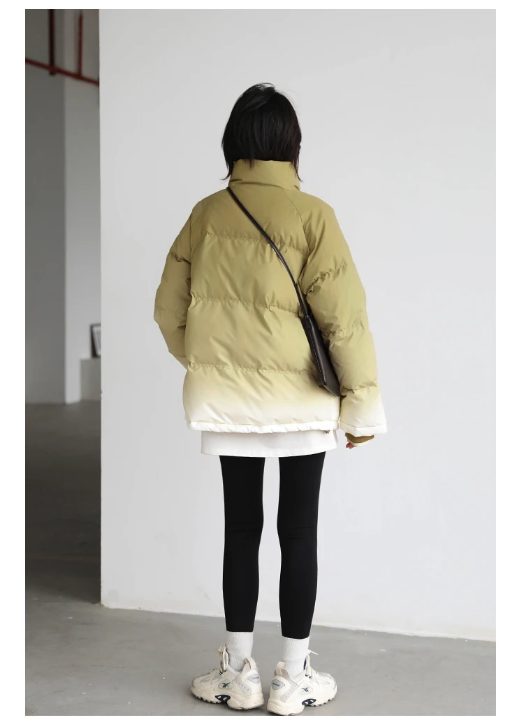 CHIC VEN Women's Down Coat Reflective Gradient Thickened Women Bread Coats 90 White Duck Down Jacket Warm Overcoat Winter 2024