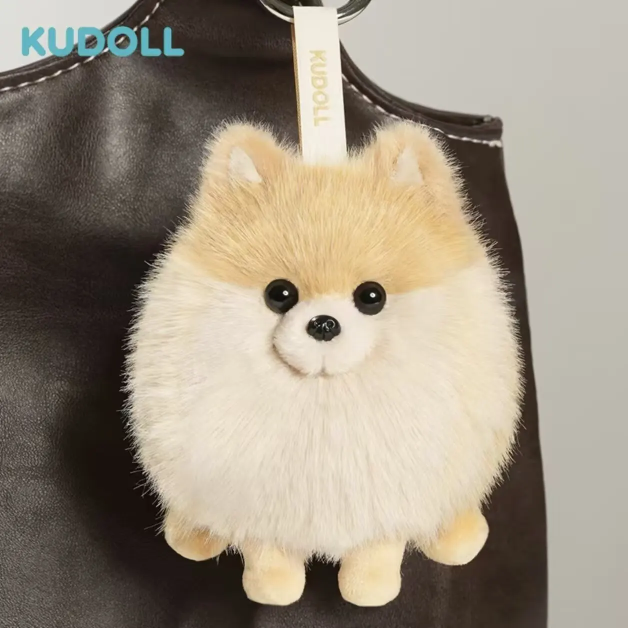 Kudoll Plush Pomeranian Dog Keychain Cute Fluffy Animal Doll Bag Pendant Exquisite Birthday Gift For Adults