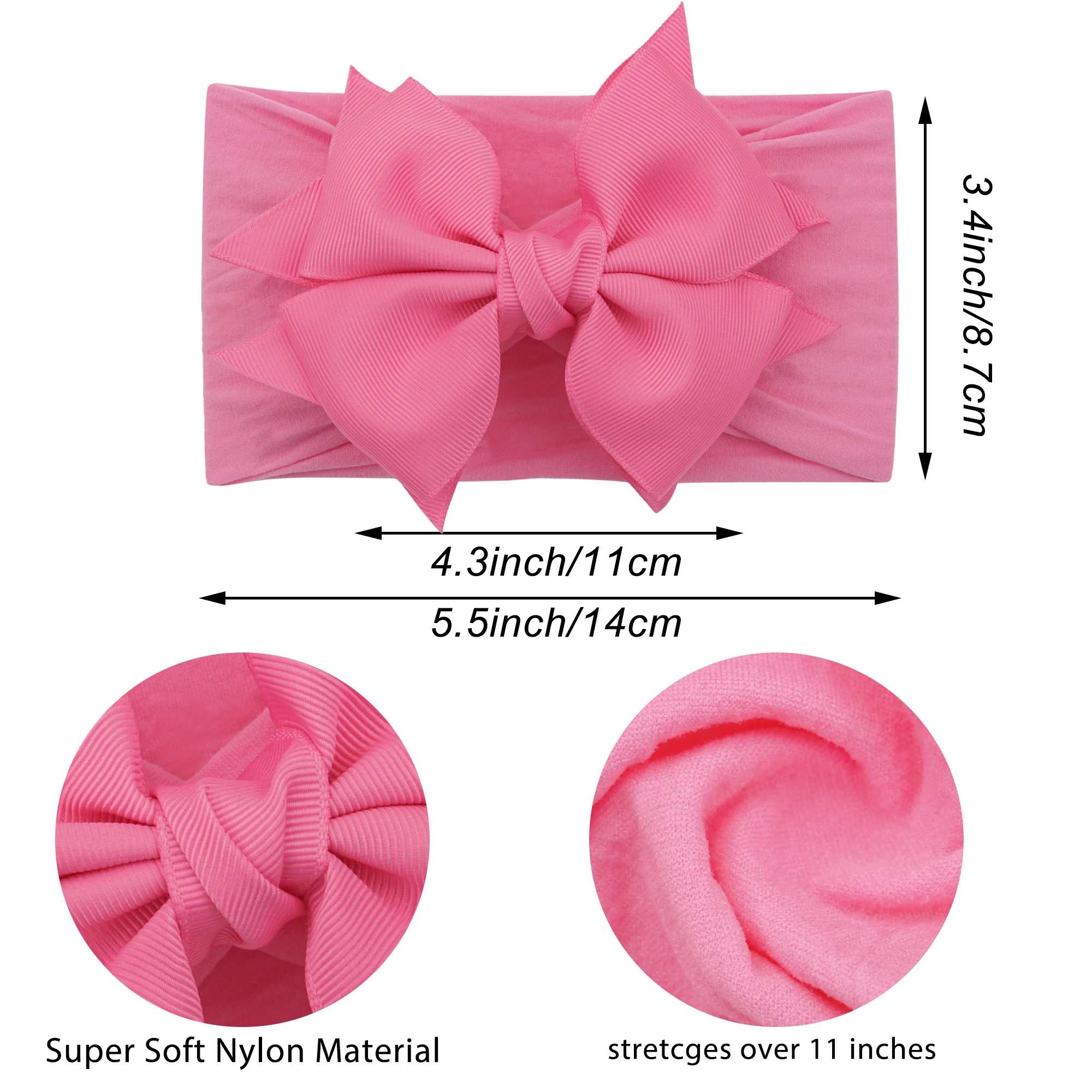 12/15/20Pieces 6Inch Soft Elastic Nylon Headbands Hair Bows Headbands Hairbands for Baby Girl Toddlers Infants Newborns