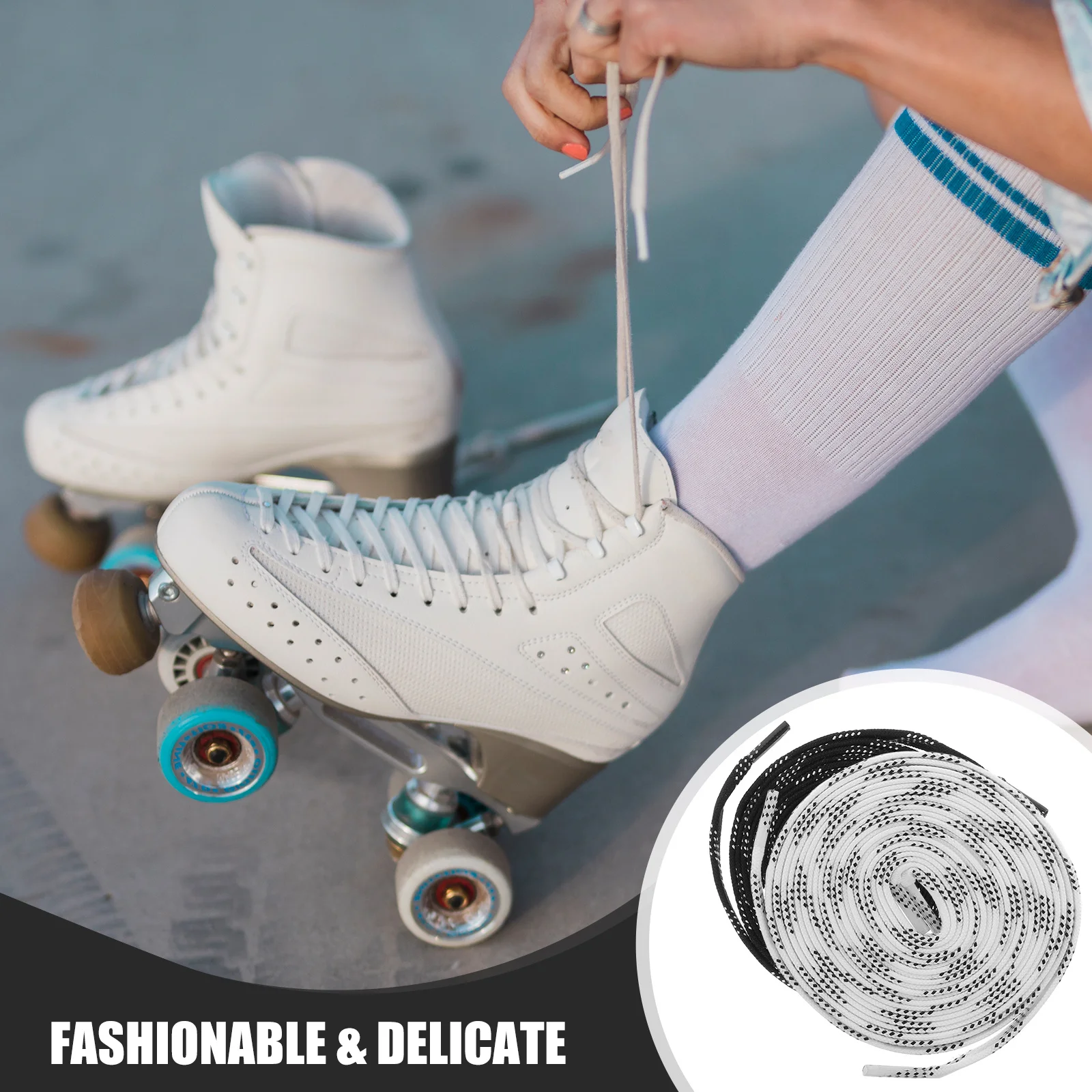 

Sosoport 2 Pairs Black Roller Skate Laces for Hockey Skates Athletic Shoes