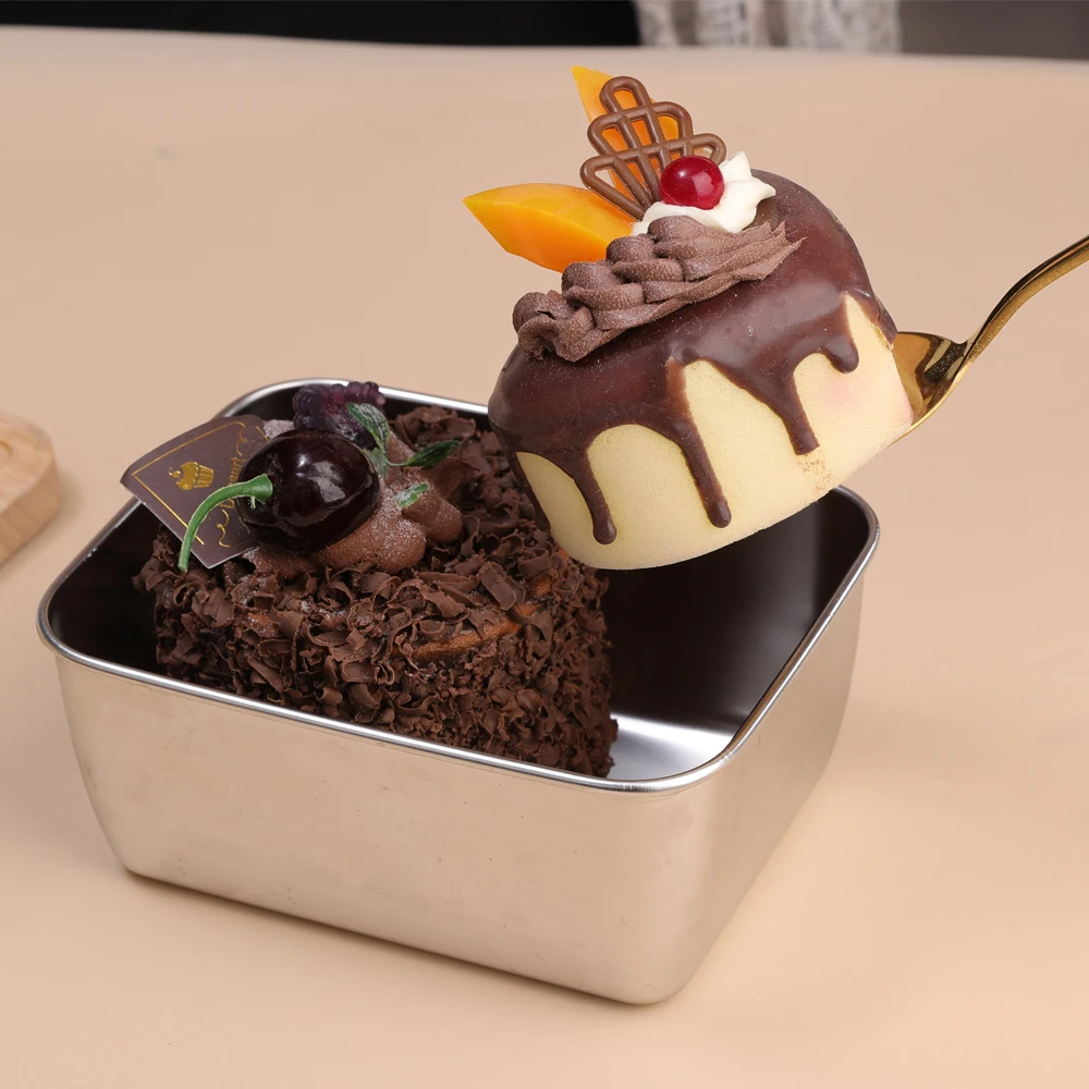 Stainless Steel Food Storage Box Fresh-keeping Box Lid Rectangle Sausage Noodles Fruit Dish with Cover Food Storage Containe