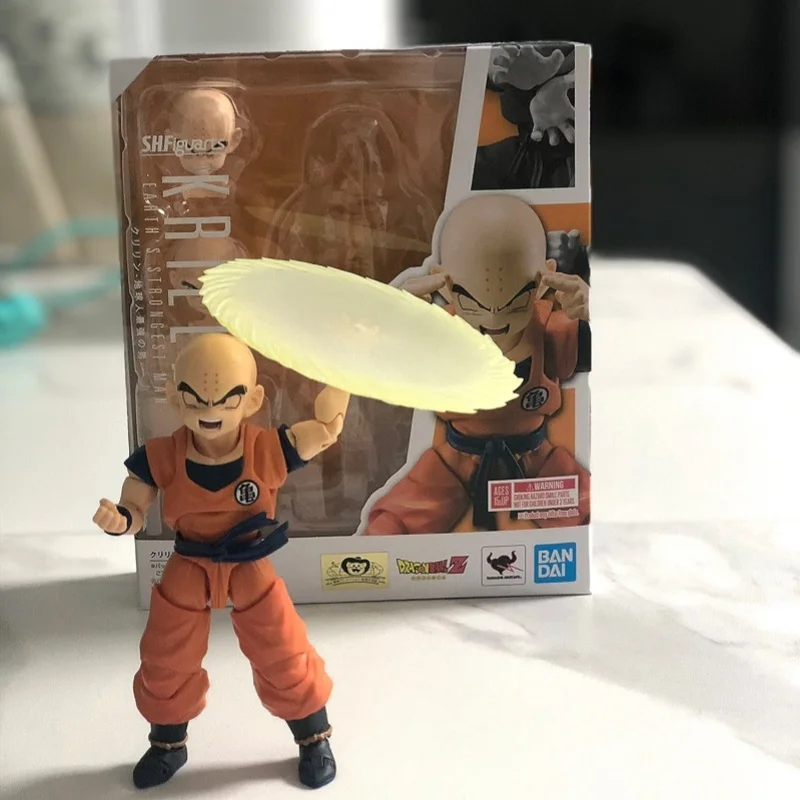 Original Bandai Shf Krillin Dragon Ball Z S.h.figuarts Krillin Earth's Strongest Man Anime Action Figures Toys Gift