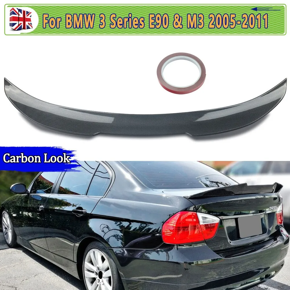 

Tail Lip Spoilers For BMW E90 3 Series 316d 318i 325d 335d Saloon M3 PSM Style 2005-2011 Rear Boot Spoiler Lip Carbon Look ABS