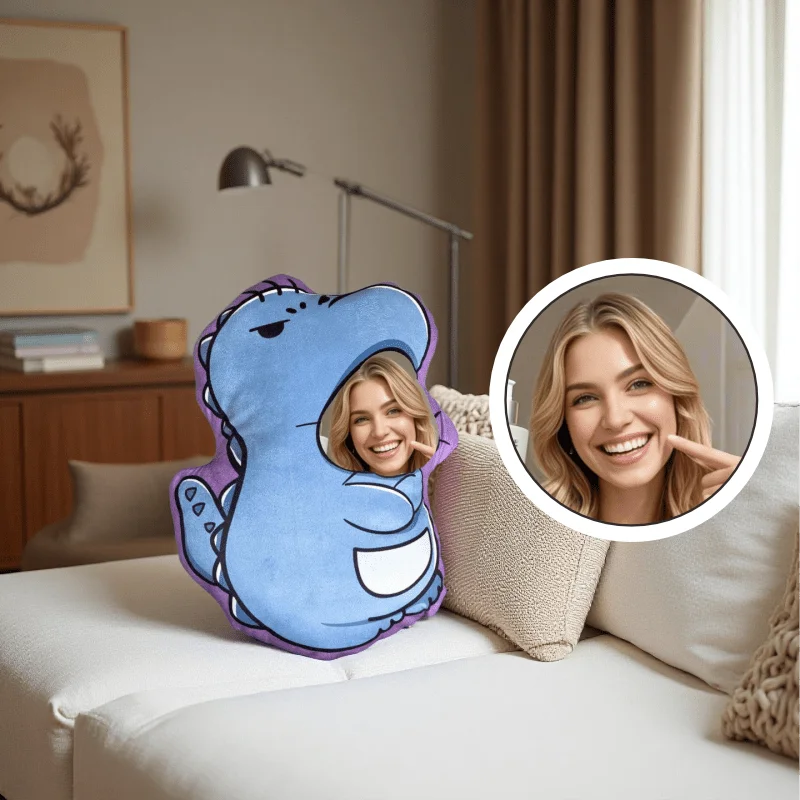 Personalized Photo Face Pillow - Custom Face & Name/Text/Message, Plush Soft Stuffed Animal-Style Cushion with Your Own Picture,