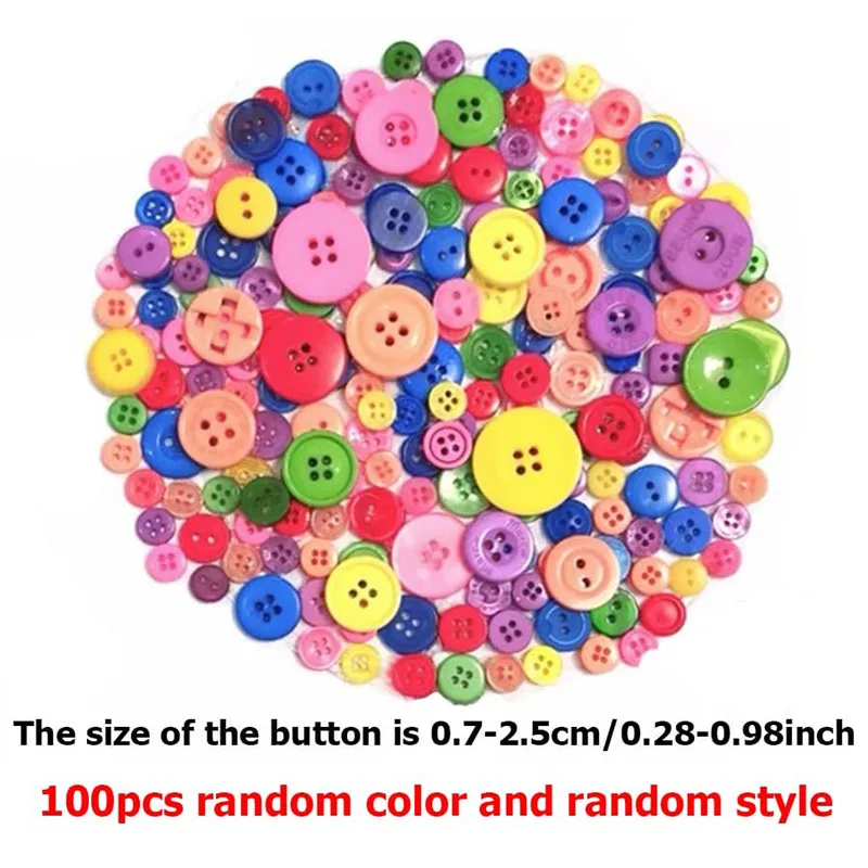 Children DIY Toys Colored Plastic Buttons Children Handmade Buttons Mixed DIY Creative Button Painting Material Package TMZ