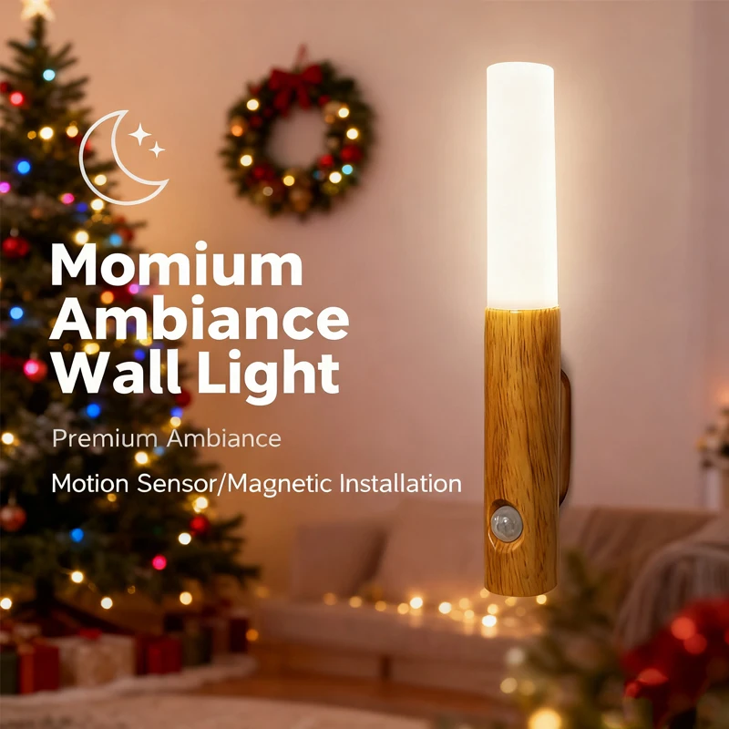 Magnetic Motion Sensor Night Light for Bedroom Hallway | Rechargeable Peel&Stick LED | Battery-Powered Wall Lamp