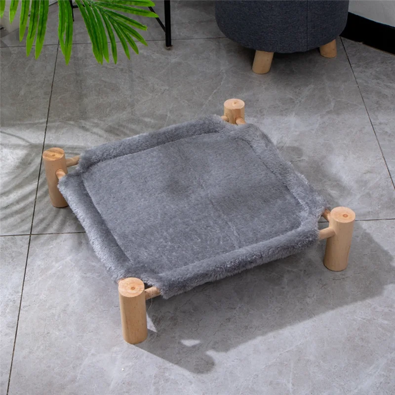 AAAC-Elevated Pet Bed, Cat And Dog Stool Bed, Pet Chair With Wooden Legs, Plush Pet Bed, Puppy Sofa