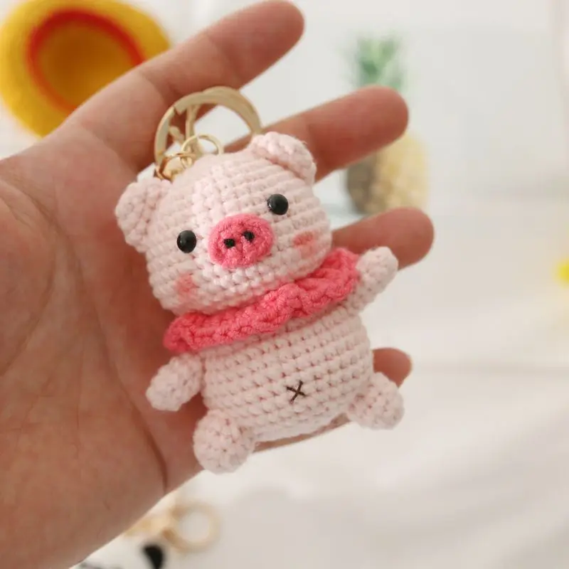 Cute Knitting Doll Keychains Creative Crochet Small Bear Keyrings For Car Keys Accessories Kawaii Rabbit Keyrings Wholesale